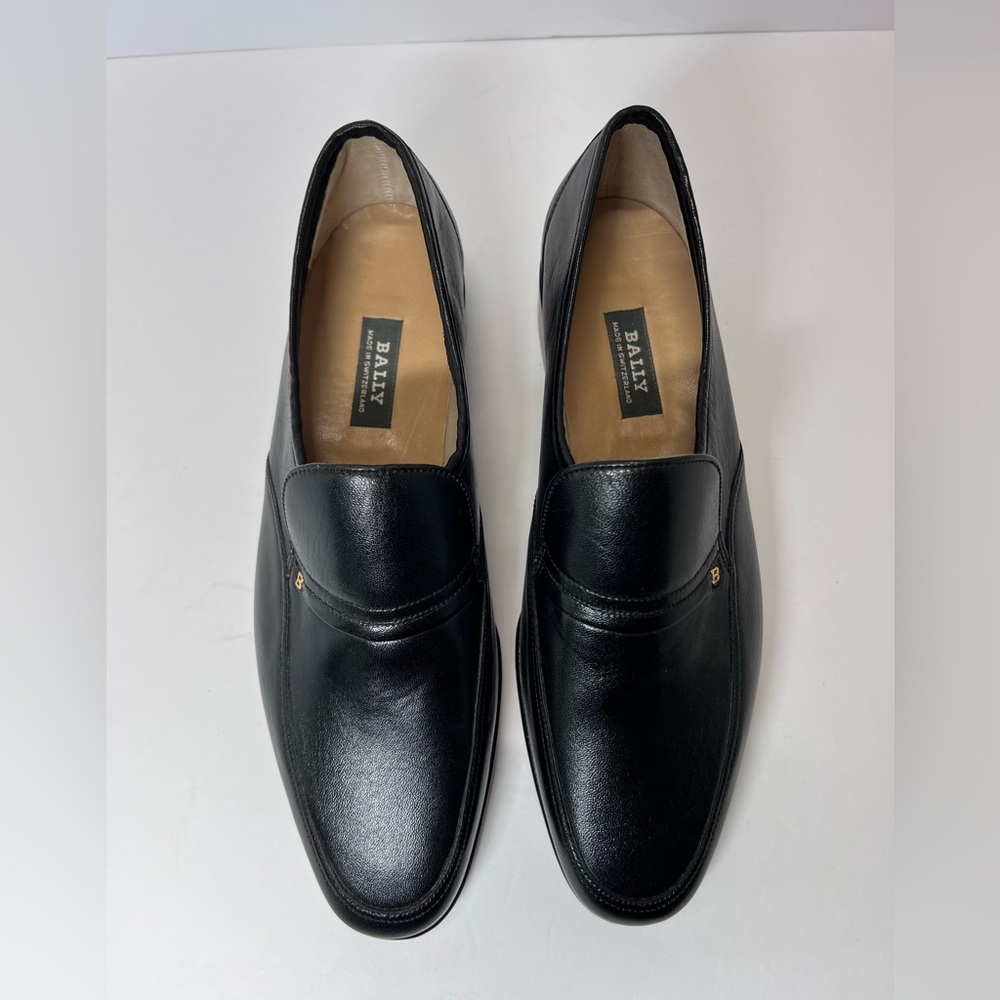 Bally size 9 men’s slip on loafers black leather Switzerland Sligo NWOT - Picture 13 of 15
